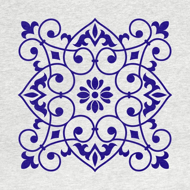 Antique Azulejo Tile Floral Pattern by NataliiaKu